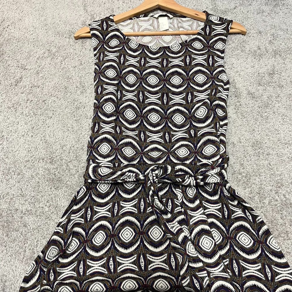 H&M Sleeveless Open cutout Back belted dress with hi-low effect, Size 10
